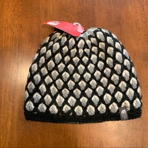 North Face Black, Grey and White Beanie
